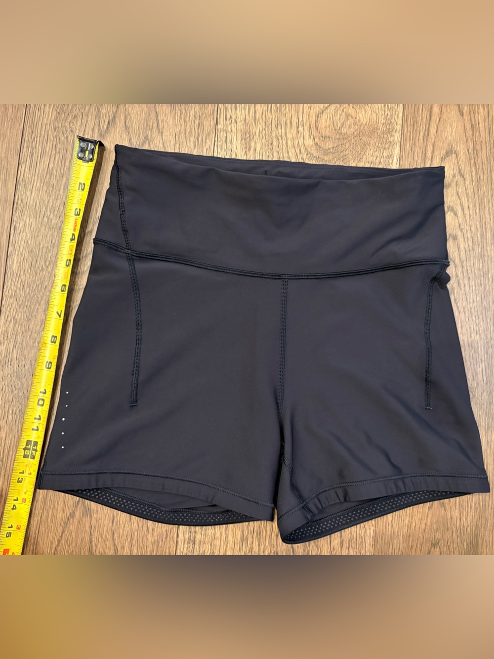 Athleta Black High-Waist Athletic Shorts with Subtle Reflective Accents